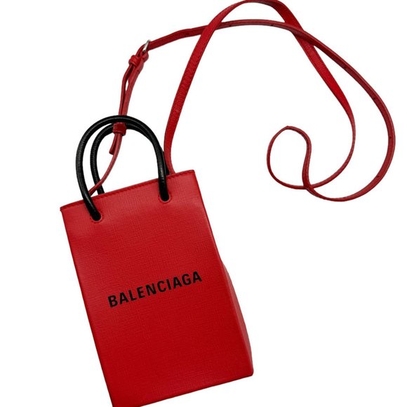 BALENCIAGA Handbags - BALENCIAGA Handbag Shoulder Bag Leather Red/Black Women's z0358